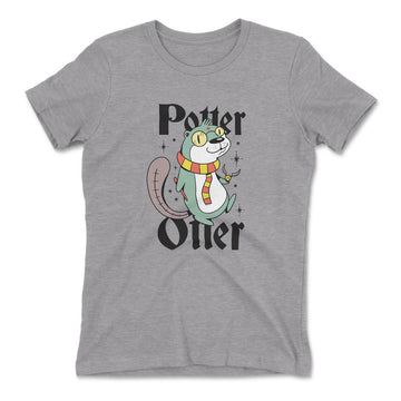 Potter Otter Womens T-Shirt in Heather Grey color